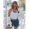 imageEkouaer Womens Waffle Knit Pajama Shorts Soft Drawstring Lounge bottoms Casual Workout Shorts with PocketsBlue Green