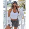 imageEkouaer Womens Waffle Knit Pajama Shorts Soft Drawstring Lounge bottoms Casual Workout Shorts with PocketsDark Grey