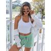 imageEkouaer Womens Waffle Knit Pajama Shorts Soft Drawstring Lounge bottoms Casual Workout Shorts with PocketsLight Green