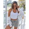 imageEkouaer Womens Waffle Knit Pajama Shorts Soft Drawstring Lounge bottoms Casual Workout Shorts with PocketsLight Grey
