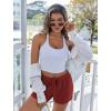 imageEkouaer Womens Waffle Knit Pajama Shorts Soft Drawstring Lounge bottoms Casual Workout Shorts with PocketsWine Red