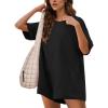 imageEkouaer Rompers for Women Casual Ribbed Short Sleeve TShirt Tee Romper Summer Outfits with Pockets 2025Black