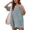 imageEkouaer Rompers for Women Casual Ribbed Short Sleeve TShirt Tee Romper Summer Outfits with Pockets 2025Blue
