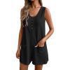 imageEkouaer Women Rompers Waffle Summer Overalls Shorts Loose Jumpsuit with Pockets Casual 2025 Beach Outfits Vacation ClothesBlack