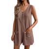 imageEkouaer Women Rompers Waffle Summer Overalls Shorts Loose Jumpsuit with Pockets Casual 2025 Beach Outfits Vacation ClothesBrown