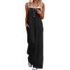 imageEkouaer Womens Casual Sleeveless Jumpsuits Summer Boho Wide Leg Floral Rompers Overalls with PocketsBlack