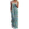 imageEkouaer Womens Casual Sleeveless Jumpsuits Summer Boho Wide Leg Floral Rompers Overalls with PocketsBlue Red Floral