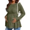 imageEkouaer Womens Maternity Tops Long Sleeve Pregnancy Tunic Blouses Crew Neck Ribbed Shirts Pregnant ClothesArmy Green