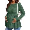 imageEkouaer Womens Maternity Tops Long Sleeve Pregnancy Tunic Blouses Crew Neck Ribbed Shirts Pregnant ClothesEvergreen