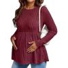 imageEkouaer Womens Maternity Tops Long Sleeve Pregnancy Tunic Blouses Crew Neck Ribbed Shirts Pregnant ClothesWine Red