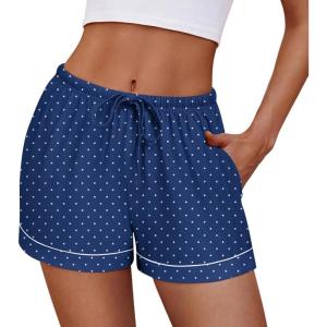 imageEkouaer Womens Pajama Shorts Casual Summer Sleep Shorts Cute Printed Lounge Pj Bottoms with Drawstring ampamp PocketsBlue Dots