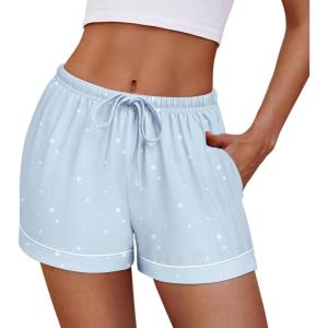 imageEkouaer Womens Pajama Shorts Casual Summer Sleep Shorts Cute Printed Lounge Pj Bottoms with Drawstring ampamp PocketsBlue Star