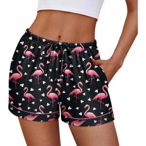 imageEkouaer Womens Pajama Shorts Casual Summer Sleep Shorts Cute Printed Lounge Pj Bottoms with Drawstring ampamp PocketsFlamingos