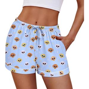 imageEkouaer Womens Pajama Shorts Casual Summer Sleep Shorts Cute Printed Lounge Pj Bottoms with Drawstring ampamp PocketsLight Blue Dogs