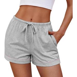 imageEkouaer Womens Pajama Shorts Casual Summer Sleep Shorts Cute Printed Lounge Pj Bottoms with Drawstring ampamp PocketsLight Grey