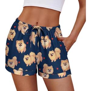 imageEkouaer Womens Pajama Shorts Casual Summer Sleep Shorts Cute Printed Lounge Pj Bottoms with Drawstring ampamp PocketsNavy Blue Dogs