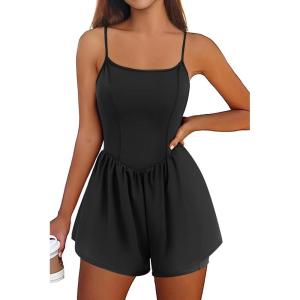 imageEkouaer Womens Summer Sleeveless Workout Rompers Athletic Jumpsuit Double Lined Shorts One Piece Gym Yoga Clothes XSXLBlack