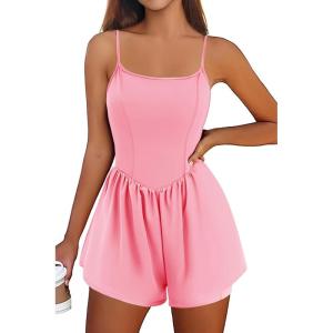 imageEkouaer Womens Summer Sleeveless Workout Rompers Athletic Jumpsuit Double Lined Shorts One Piece Gym Yoga Clothes XSXLPink