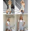 imageEkouaer Rompers for Women Summer Casual Sleeveless Spaghetti Strap Jumpsuit Ribbed Shorts Overalls with PocketsArmy Green