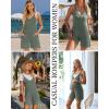imageEkouaer Rompers for Women Summer Casual Sleeveless Spaghetti Strap Jumpsuit Ribbed Shorts Overalls with PocketsArmy Green