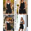 imageEkouaer Rompers for Women Summer Casual Sleeveless Spaghetti Strap Jumpsuit Ribbed Shorts Overalls with PocketsBlack