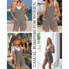 imageEkouaer Rompers for Women Summer Casual Sleeveless Spaghetti Strap Jumpsuit Ribbed Shorts Overalls with PocketsCoffee Brown