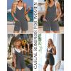 imageEkouaer Rompers for Women Summer Casual Sleeveless Spaghetti Strap Jumpsuit Ribbed Shorts Overalls with PocketsDark Grey