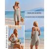 imageEkouaer Rompers for Women Summer Casual Sleeveless Spaghetti Strap Jumpsuit Ribbed Shorts Overalls with PocketsKhaki
