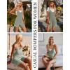 imageEkouaer Rompers for Women Summer Casual Sleeveless Spaghetti Strap Jumpsuit Ribbed Shorts Overalls with PocketsLight Green