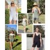 imageEkouaer Rompers for Women Summer Casual Sleeveless Spaghetti Strap Jumpsuit Ribbed Shorts Overalls with PocketsLight Grey
