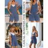 imageEkouaer Rompers for Women Summer Casual Sleeveless Spaghetti Strap Jumpsuit Ribbed Shorts Overalls with PocketsNavy Blue