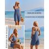imageEkouaer Rompers for Women Summer Casual Sleeveless Spaghetti Strap Jumpsuit Ribbed Shorts Overalls with PocketsNavy Blue