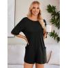 imageEkouaer Summer Rompers for Women 2025 Short Sleeve Oversized Reversible Baggy Tshirt Romper Jumpsuit Outfits with PocketsBlack