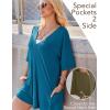 imageEkouaer Summer Rompers for Women 2025 Short Sleeve Oversized Reversible Baggy Tshirt Romper Jumpsuit Outfits with PocketsBlue