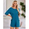 imageEkouaer Summer Rompers for Women 2025 Short Sleeve Oversized Reversible Baggy Tshirt Romper Jumpsuit Outfits with PocketsBlue