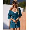 imageEkouaer Summer Rompers for Women 2025 Short Sleeve Oversized Reversible Baggy Tshirt Romper Jumpsuit Outfits with PocketsBlue