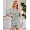 imageEkouaer Summer Rompers for Women 2025 Short Sleeve Oversized Reversible Baggy Tshirt Romper Jumpsuit Outfits with PocketsFloral White