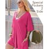 imageEkouaer Summer Rompers for Women 2025 Short Sleeve Oversized Reversible Baggy Tshirt Romper Jumpsuit Outfits with PocketsHot Pink