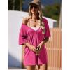 imageEkouaer Summer Rompers for Women 2025 Short Sleeve Oversized Reversible Baggy Tshirt Romper Jumpsuit Outfits with PocketsHot Pink