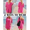imageEkouaer Summer Rompers for Women 2025 Short Sleeve Oversized Reversible Baggy Tshirt Romper Jumpsuit Outfits with PocketsHot Pink