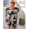 imageEkouaer Summer Rompers for Women 2025 Short Sleeve Oversized Reversible Baggy Tshirt Romper Jumpsuit Outfits with PocketsLeaves Black Khaki