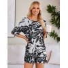 imageEkouaer Summer Rompers for Women 2025 Short Sleeve Oversized Reversible Baggy Tshirt Romper Jumpsuit Outfits with PocketsLeaves Black White