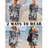 imageEkouaer Summer Rompers for Women 2025 Short Sleeve Oversized Reversible Baggy Tshirt Romper Jumpsuit Outfits with PocketsLeaves Black White