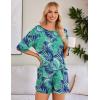 imageEkouaer Summer Rompers for Women 2025 Short Sleeve Oversized Reversible Baggy Tshirt Romper Jumpsuit Outfits with PocketsLeaves Blue Green