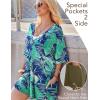 imageEkouaer Summer Rompers for Women 2025 Short Sleeve Oversized Reversible Baggy Tshirt Romper Jumpsuit Outfits with PocketsLeaves Blue Green