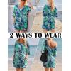 imageEkouaer Summer Rompers for Women 2025 Short Sleeve Oversized Reversible Baggy Tshirt Romper Jumpsuit Outfits with PocketsLeaves Blue Green