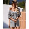 imageEkouaer Summer Rompers for Women 2025 Short Sleeve Oversized Reversible Baggy Tshirt Romper Jumpsuit Outfits with PocketsLight Grey