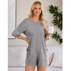 imageEkouaer Summer Rompers for Women 2025 Short Sleeve Oversized Reversible Baggy Tshirt Romper Jumpsuit Outfits with PocketsLight Grey