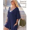 imageEkouaer Summer Rompers for Women 2025 Short Sleeve Oversized Reversible Baggy Tshirt Romper Jumpsuit Outfits with PocketsNavy Blue