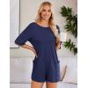 imageEkouaer Summer Rompers for Women 2025 Short Sleeve Oversized Reversible Baggy Tshirt Romper Jumpsuit Outfits with PocketsNavy Blue